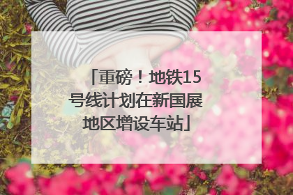 重磅！地铁15号线计划在新国展地区增设车站