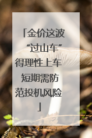 金价这波“过山车”得理性上车 短期需防范投机风险