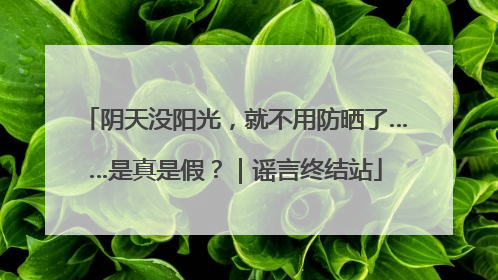 阴天没阳光，就不用防晒了……是真是假？｜谣言终结站