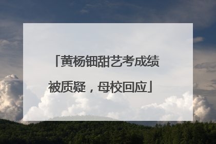 黄杨钿甜艺考成绩被质疑，母校回应