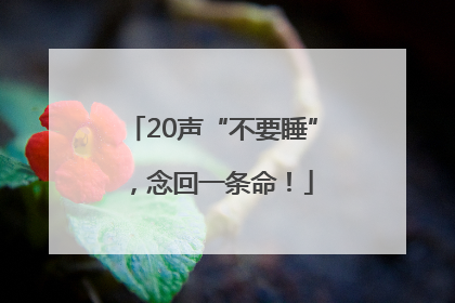 20声“不要睡”，念回一条命！
