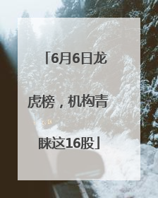 6月6日龙虎榜，机构青睐这16股